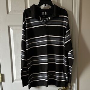 Black and Gray Striped Men's Sweater size large